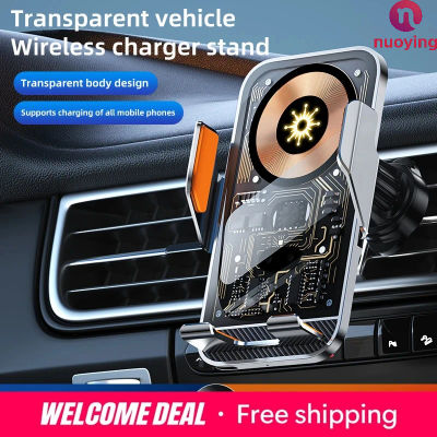 Soporte Universal para Teléfono Móvil con Carga Inalámbrica para Automóvil, Soporte Transparente para Rejilla de Ventilación, Soporte de Navegación para Vehículos, para Teléfonos Inteligentes