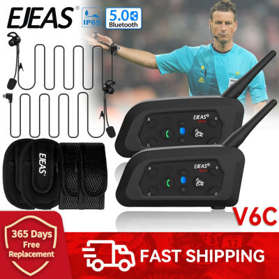 EJEAS V6C PRO + árbitro intercomunicador auriculares 2 comunicación de usuario auriculares Bluetooth dúplex interfono de conferencia de fútbol impermeable