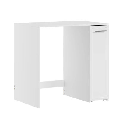 SoBuy BZR229-W Mueble para Lavadora con Puerta, Cajón y Estante Extraíble, Soporte de Madera con Ruedas para Lavadora de Carga Frontal 60x60, 90×60×88 cm, Capacidad 120 kg, Blanco