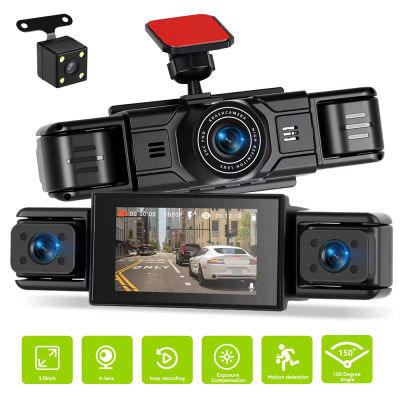 Podofo 1080P cámara de salpicadero de coche frontal izquierda derecha trasera visión nocturna grabación en bucle grabadora de vídeo de coche detección de movimiento Monitor de estacionamiento