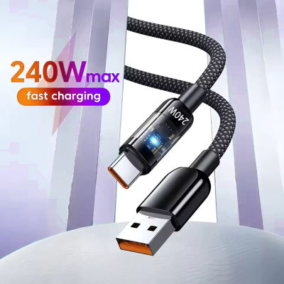 Cable de carga súper rápida QC 3,0 USB a tipo C de 240W para Samsung, Xiaomi, Huawei, cable de datos con pantalla Digital LED para cargador de teléfono