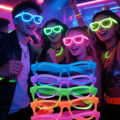 Gafas fluorescentes que brillan en la oscuridad, 5/12 Uds., gafas fluorescentes coloridas a la moda para cumpleaños, gafas fluorescentes para fiesta de neón divertida