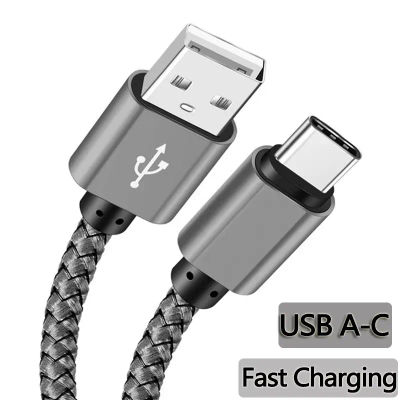 Cable de datos de nailon, cargador rápido USB A a Tipo C, cable de carga para teléfonos Huawei, Samsung y Android, dispositivo de carga Tipo C, 1M, 2M, 3M