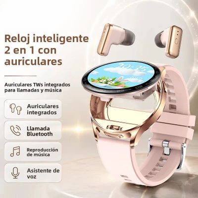 Nuevo Reloj Inteligente 2 en 1 con Auriculares Bluetooth TWS 2026, Monitor de Ritmo Cardíaco, Resistente al Agua, Llamadas BT, Música, para Hombre y Mujer