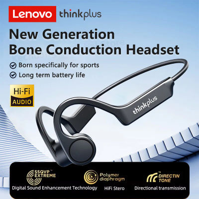 Lenovo-auriculares de conducción ósea con Bluetooth 5,3, inalámbricos deportivos, TWS, gancho para la oreja, resistentes al agua, para correr y conducir