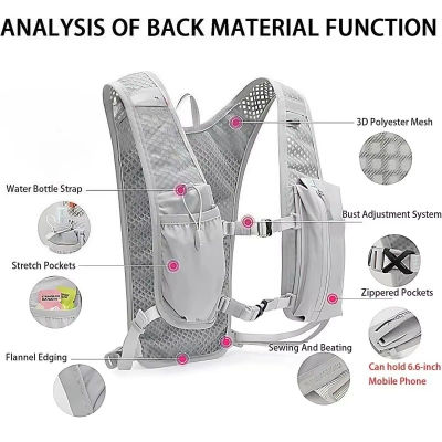 Chaleco de Hidratación para Correr al Aire Libre, Ultraligero, con Bolsillo para Teléfono, Paquete de Hidratación para Senderismo, Ciclismo, Maratón
