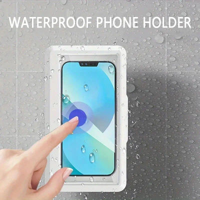 Soporte fijo para teléfono de ducha 360 ° Soporte para teléfono móvil antiniebla resistente al agua con rotación, soporte para teléfono inteligente táctil para ducha de baño