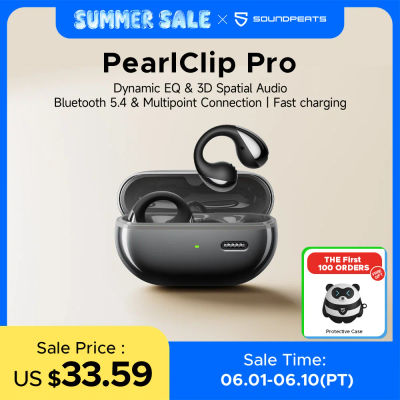 SoundPEATS PearlClip Pro Auriculares inalámbricos Bluetooth 5.4 Auriculares Opean-Ear con llamada clara AI ENC, conexión multipunto, IPX5