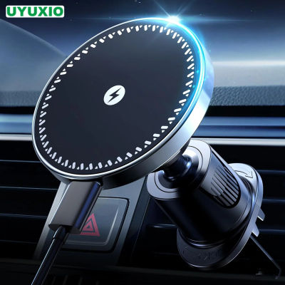 UYUXIO-Adaptador de cargador de teléfono inalámbrico magnético fuerte para coche, soporte de teléfono para salida de aire de 15W para iPhone 16 15 14 13 Pro Max Plus 12