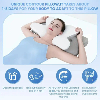 Almohada de cuello con memoria para dormir de mariposa, cómoda almohada para dormir de espuma viscoelástica de rebote lento, almohada para cama de masaje de cuello ortopédico Cervical