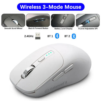 Ratón inalámbrico con USB, 2,4 Ghz, Compatible con Bluetooth, ergonómico, inalámbrico, para oficina, iPad, MacBook, tableta, ordenador portátil y PC