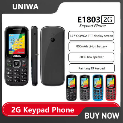 UNIWA E1803 2G teclado teléfono móvil 1,77 pulgadas botón 800mAh teléfono para personas mayores radio inalámbrica GSM teléfono
