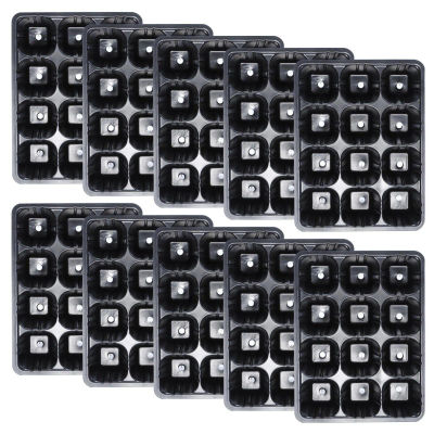 Bandeja de plántulas de plástico negro de 12 agujeros para plantas, vivero, jardín, macetas de inicio, bandejas para plantar verduras y flores