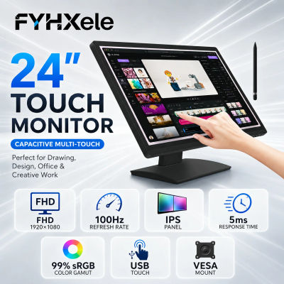 Touch Screen 24 pulgadas 100Hz IPS pantalla táctil monitor FHD 1920x1080 pantalla multitáctil capacitiva con pluma HDMI VGA monitor inteligente de montaje en pared para oficina industrial