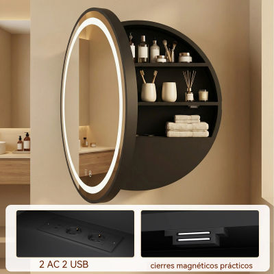 Gabinete de Baño Inteligente con Luz LED, Organizador de Pared Moderno para Baño, Mueble para Sala de Estar y Hogar