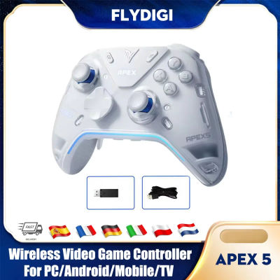 Controlador de juegos inalámbrico Flydigi Apex 5, consola de videojuegos con luz RGB Bluetooth, joystick ajustable, Gamepad para PC/Android/móvil/TV