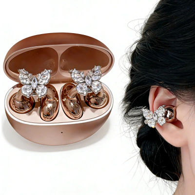 Auriculares Bluetooth de Lujo con Diseño de Mariposa, Auriculares Deportivos Inalámbricos con Clip, Aspecto Elegante, Batería de Larga Duración
