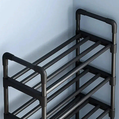 Zapatero Elevado Negro Pequeño y Sencillo de Múltiples Niveles, Mueble Zapatero para Entrada de Casa, Almacenamiento para Viviendas de Alquiler y Dormitorios