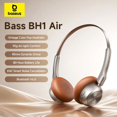 Auriculares Inalámbricos Baseus BH1 Air, Bluetooth 6.0, Cancelación de Ruido ENC, Ligeros (90g), Auriculares Supraaurales, 80H de Duración