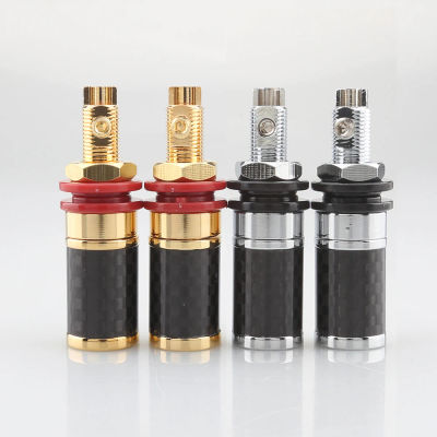 Audiocrast CF45G/R, poste de encuadernación de fibra de carbono, Terminal chapado en oro/rodio, conector Banana Jack, enchufe tipo Banana, altavoz, 4 Uds.