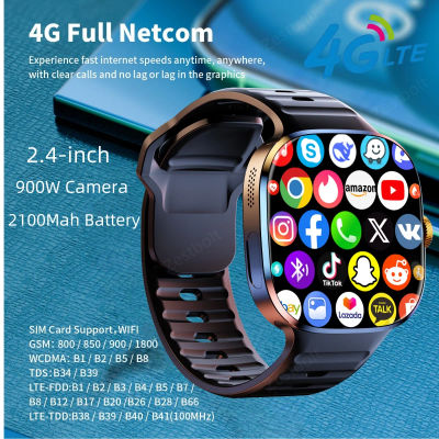 Versión global M99 Smartwatch Pantalla Amoled de 2,4 pulgadas con tarjeta Sim GPS WIFI 190 ° Reloj inteligente Android 10.0 con juego de cámara giratoria
