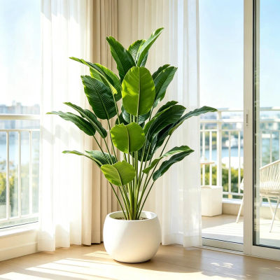 Plantas Artificiales Grandes de 67-112 cm, Árbol Ave del Paraíso, Hojas de Plátano Falsas Tropicales, Palmeras de Plástico para Decoración del Hogar y Jardín