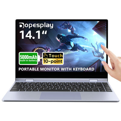 Monitor Táctil Dopesplay de 14.1 Pulgadas con Teclado, Batería de 5000mAh, Extensor de Pantalla Portátil, 1080P HDR IPS, Monitor Táctil de Viaje