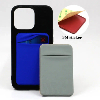 Funda tipo billetera con ranura trasera para teléfono, adhesivo fuerte, Lycra sin rastro, bolsillo para teléfono móvil, accesorios
