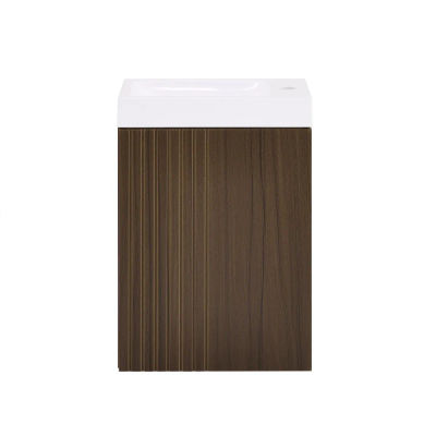SoBuy BZR196-BR Mueble de Baño con Lavabo y 2 Puertas Marrón 40x22x56cm Estilo Minimalista
