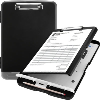 Caja de archivos grande A4 resistente al agua con ranura para bolígrafo, carpeta de plástico de escritorio, almacenamiento de archivos de datos con Clip para tablero de escritura para suministros de
