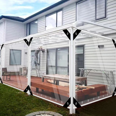 Lona transparente de plástico PVC impermeable con ojales para muebles de jardín, plantas, invernadero, mascotas, cubierta de techo, resistente a la lluvia