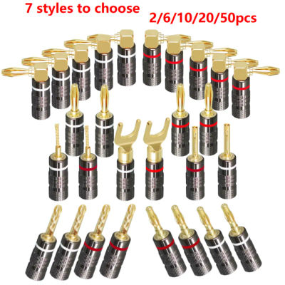 2/6/10/20/50 Uds. Conector macho de 4mm conectores Banana de altavoz de Audio Hifi chapados en oro de 24K para altavoces y amplificadores
