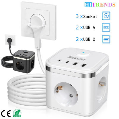 Enchufe de Carga Multifuncional 7 en 1 para Escritorio, Cargador Rápido con 3AC+4USB, Enchufe Plano Ultrafino, Cable de Extensión de 2M