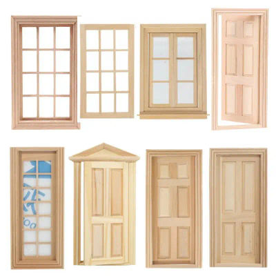 Mini puertas y ventanas para casa de muñecas 1:12, se pueden pintar y colorear con materiales lisos, accesorios para muebles de casa de muñecas