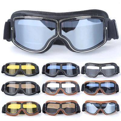 Gafas para motocicleta y bicicleta, gafas para casco de motocicleta a prueba de viento, gafas de sol Retro universales de cuero, accesorios Retro para motocicleta