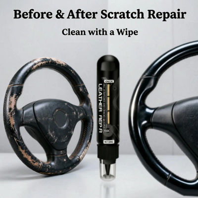 Bálsamo Reparador de Cuero, Kit de Pasta Recolorante Negra, Restaura Asientos de Coche, Volantes y Muebles Rayados y Descoloridos