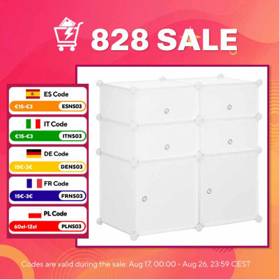 HOMCOM Armario Modular Estantería 6 Cubos Ropero Zapatero Combinado Mueble