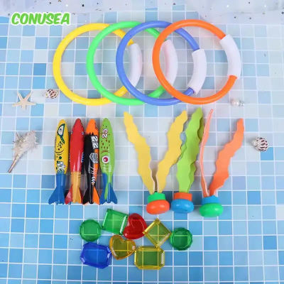 Juego de juguetes de buceo para piscina, caza del tesoro, pez Torpedo, anillos de agua, plantas, boya de delfines, juguetes de buceo para niños, regalos de cumpleaños