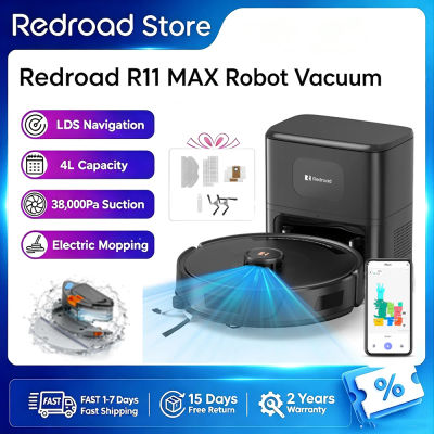 Robot Aspirador R11-Max, 38,000 Pa, Navegación Inteligente LDS, Estación de Autovaciado, Control por Aplicación, Limpieza de Pisos y Alfombras, Redroad