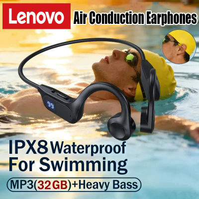 Auriculares inalámbricos Lenovo de conducción ósea, auriculares deportivos compatibles con Bluetooth, manos libres con micrófono para deportes y correr