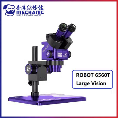 ROBOT mecánico 6560T-B11 microscopio Industrial estéreo Trinocular 6,5-60X Zoom continuo WF10X25 ocular 0,45X adaptador de cámara