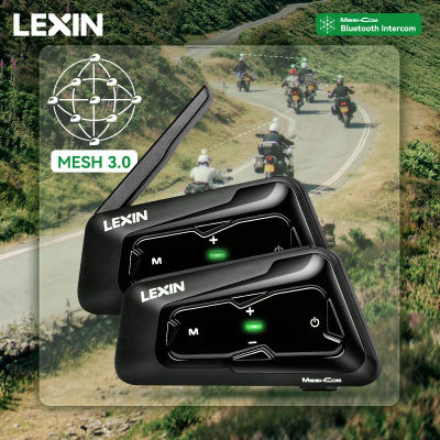 Intercomunicador Lexin MeshCom MESH y Bluetooth para Casco de Motocicleta, Intercomunicador Mesh para hasta 24 Personas con un Alcance de 2 km