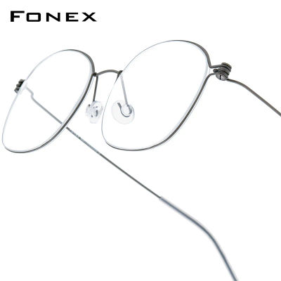 Montura de gafas de titanio FONEX para hombre, montura de gafas de diseño de marca ultraligera de alta calidad, gafas sin tornillos Morten de Dinamarca 7513