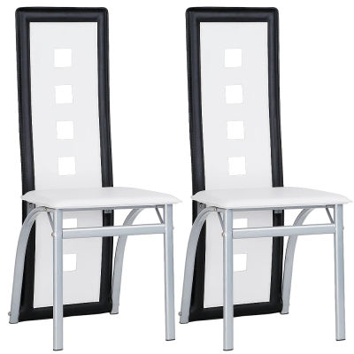 Juego de 2 Sillas de Comedor, Asiento Grande con Respaldo Alto, Muebles para Cocina y Comedor, Disponible en Cuero - 6 Colores
