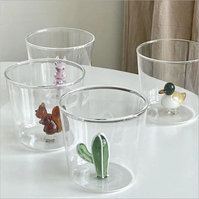Taza de cristal de burbujas hecha a mano creativa 3D, forma tridimensional de planta Animal, bebida de café, leche, bonita taza de vidrio transparente, regalo