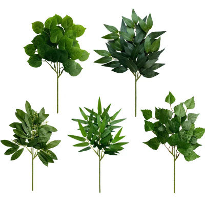 Decoración de arreglo floral de mesa de hoja de manzana simulada, planta verde Artificial, hojas de eucalipto, plantas falsas