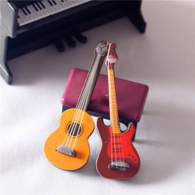 Mini guitarra Pop clásica para casa de muñecas, Mini muebles, modelo de decoración de instrumentos musicales, 1 ud.