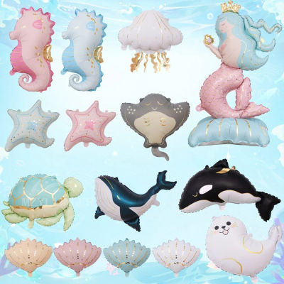 Globos de Dibujos Animados de Caballito de Mar, Tiburón, Medusa y Estrella de Mar, Decoración para Fiestas de Cumpleaños con Temática Oceánica, Artículos para Baby Shower