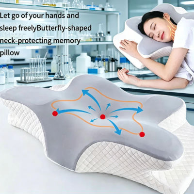 Nueva Almohada Cervical de Espuma con Forma de Mariposa, Cojín Ergonómico Ortopédico para Aliviar el Dolor de Cuello