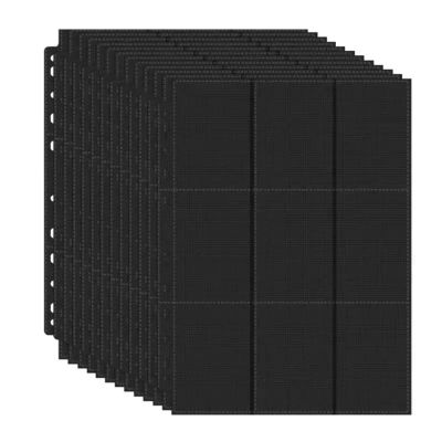 Fundas para tarjetas de doble cara con 11 agujeros, hojas para carpetas de álbum, color negro, 9 bolsillos, Protector de páginas, tarjetas, carpeta de tarjetas de juego, 20/30/50 Uds.